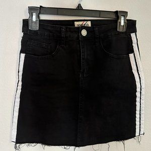 Black Mini Skirt with White Stripes